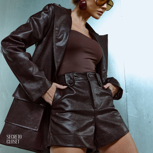 Blazer Couro Croco Roberta Café