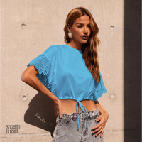 Blusa Manga Laise Marlene Azul