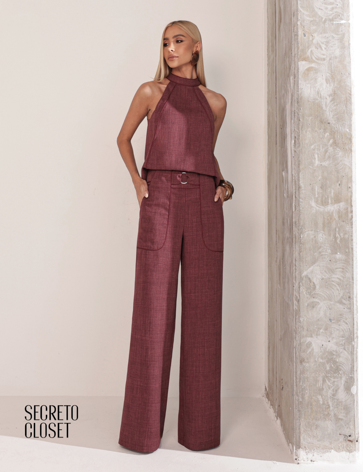 Conjunto Blusa e Calça Viés Dana Terracota