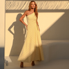 Vestido Longo Listrado Celine Camomila (com xuxinha)
