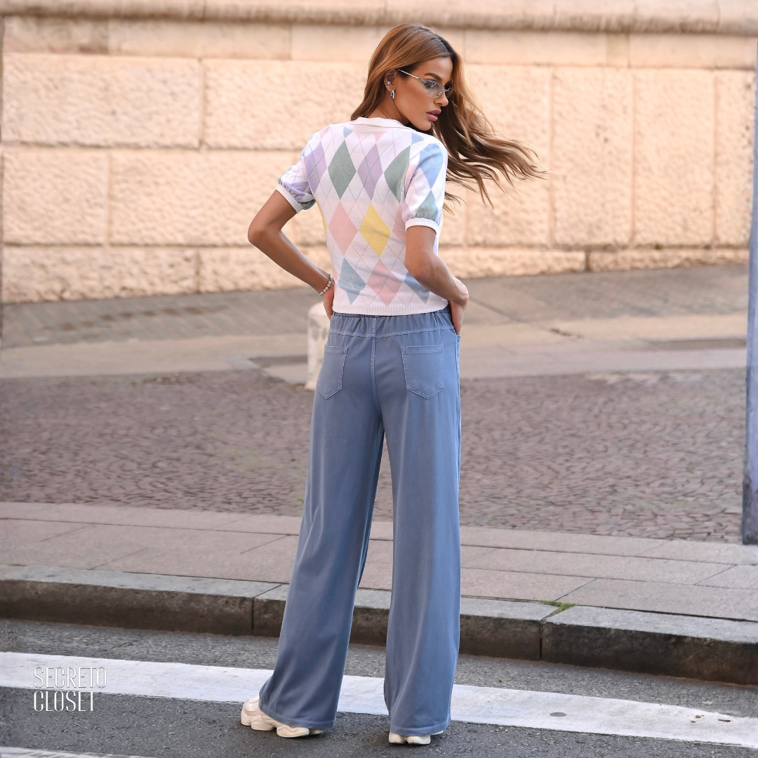 Blusa Polo Argyle Pietra Branco