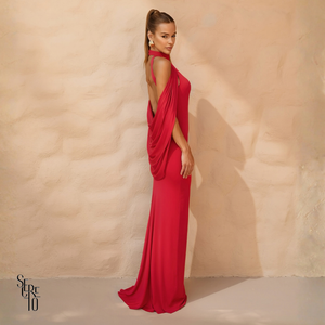 Vestido Longo Capa Estella Vermelho