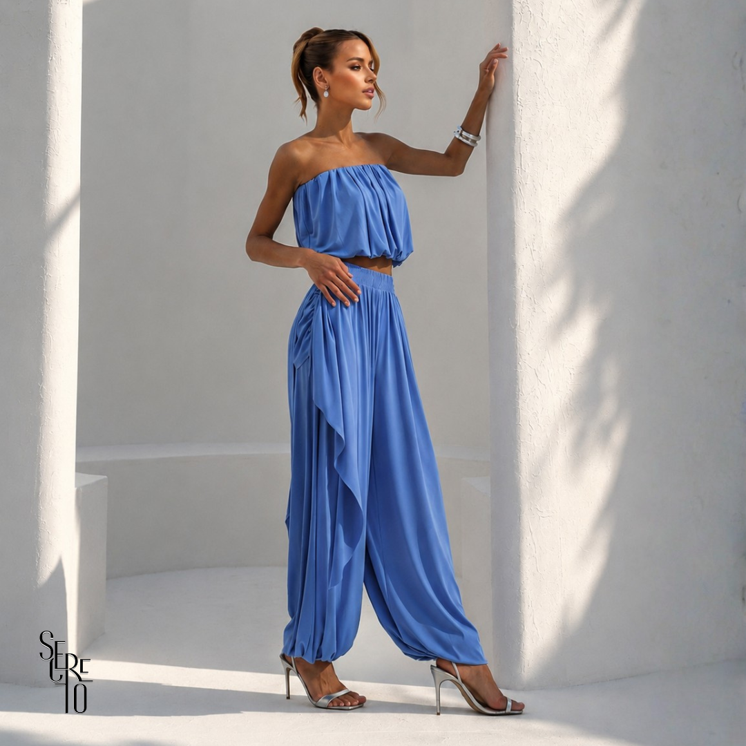 Conjunto Blusê e Calça Aladin Roberta Azul
