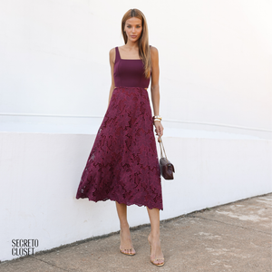Vestido Midi Bordado Hazel Uva