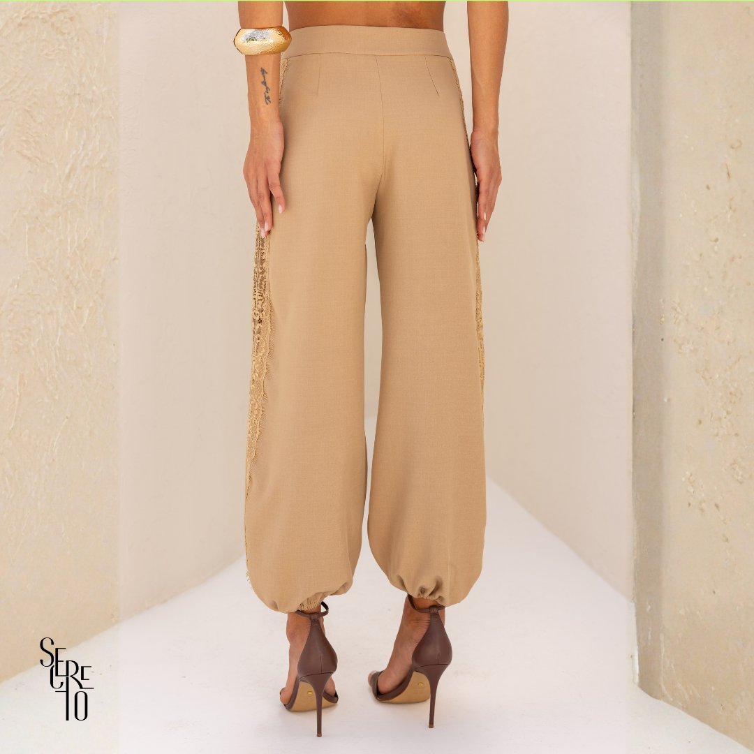 Conjunto Alfaiataria Renda Rebeca Bege