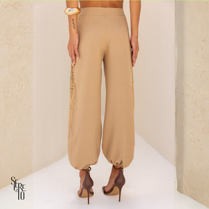 Conjunto Alfaiataria Renda Rebeca Bege