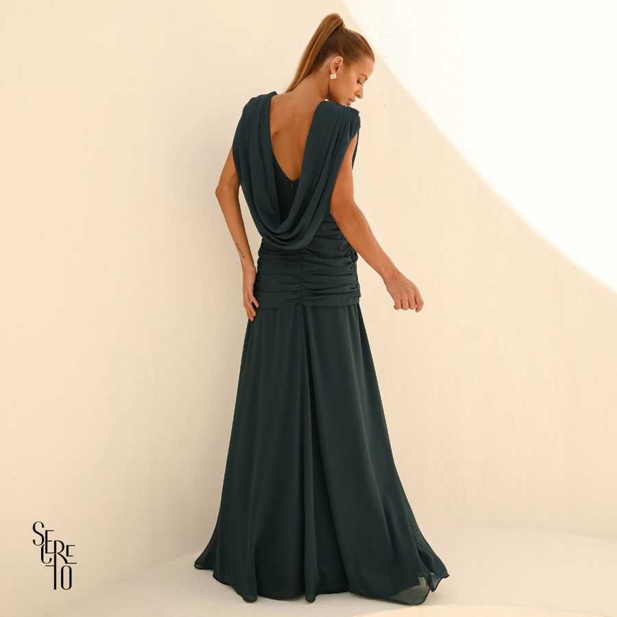 Vestido Longo Capa Alice Verde