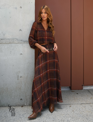 Saia Longa Evasê Carla Marrom