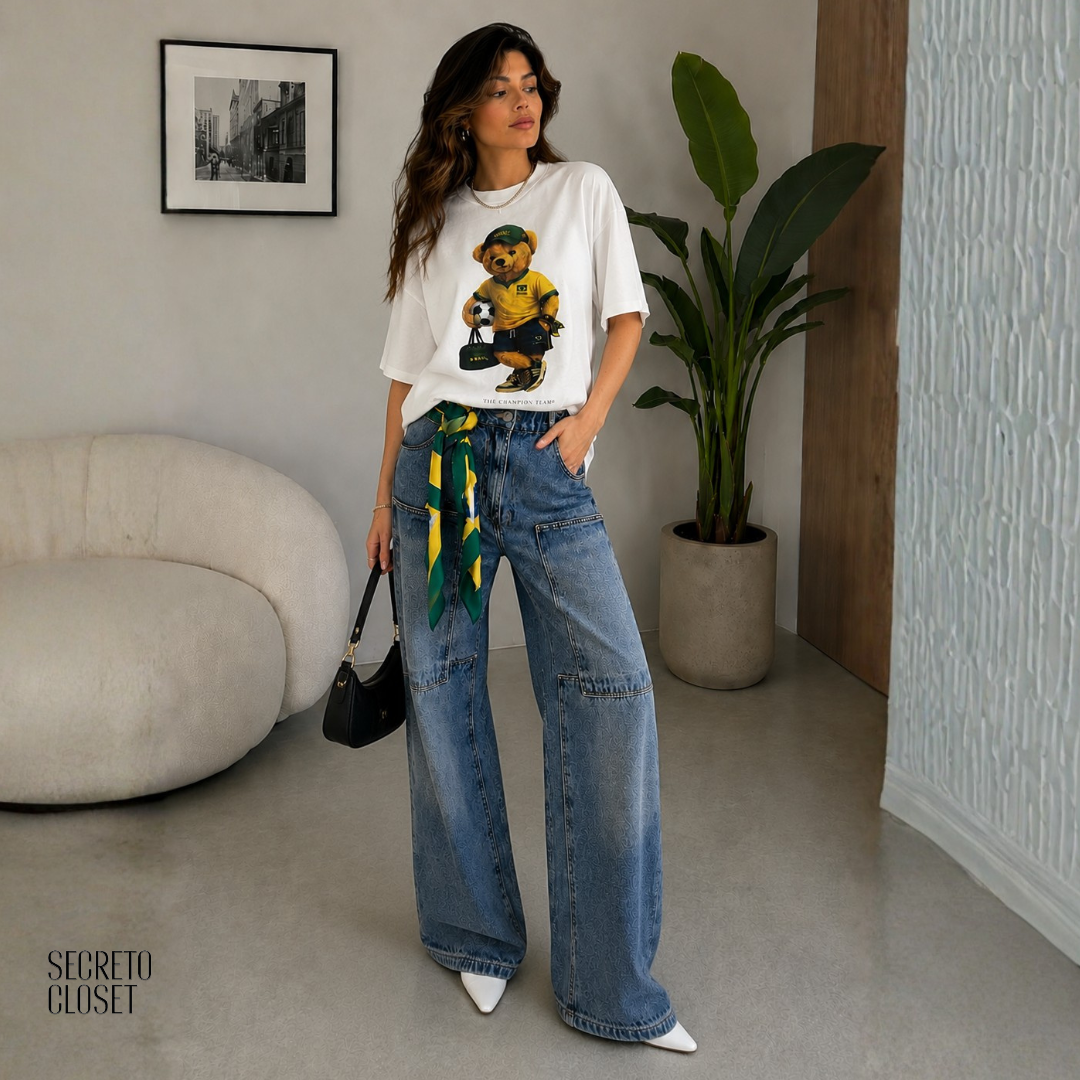 T-shirt Urso Pamella Branco