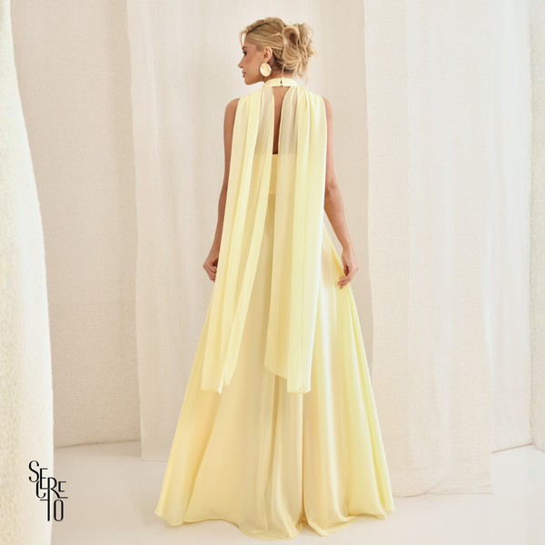 Vestido Longo Cruzado Capa Ottavia Camomila