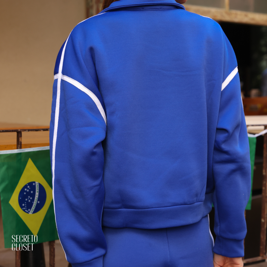 Conjunto Moletom Esportivo Joana Azul