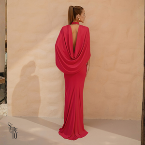Vestido Longo Capa Estella Vermelho