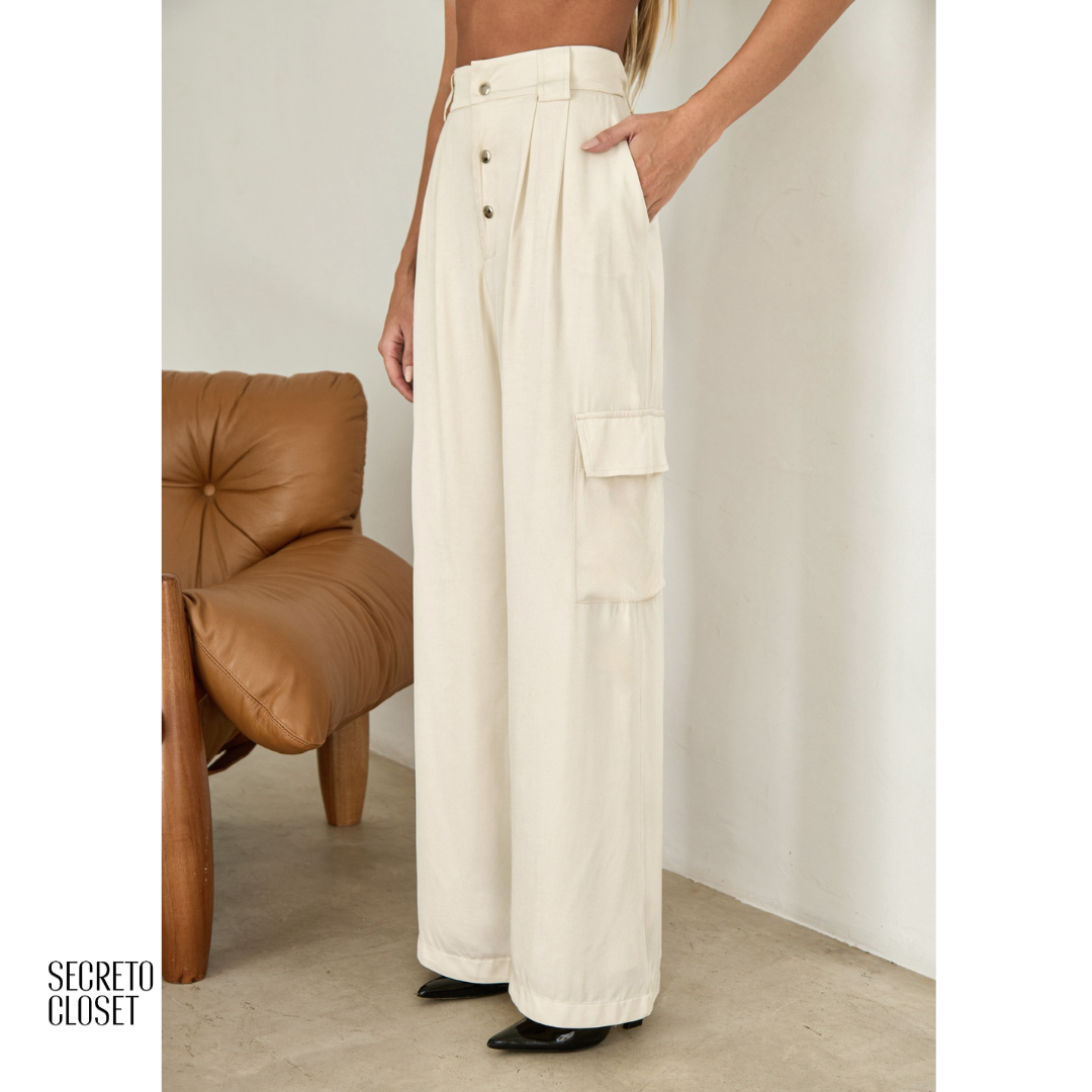 Calça Cargo Alfaiataria Alana Areia