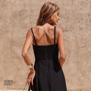 Vestido Midi Detalhe Alça Ingrid Preto
