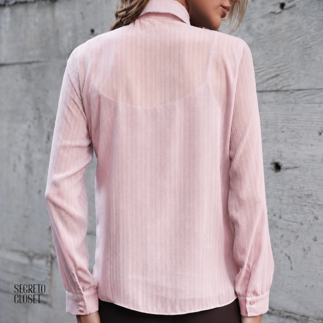 Camisa Jabots Gisela Rosa
