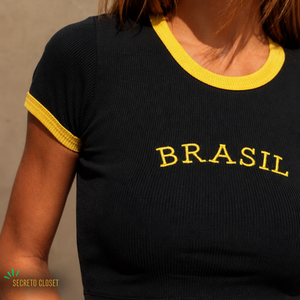 Blusa Cropped BRA Adriana Preto