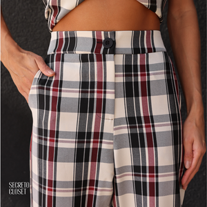Calça Alfaiataria Xadrez Maya Marrom
