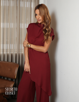 Blusa Túnica Assimétrica Susan Vinho