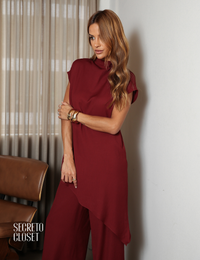 Blusa Túnica Assimétrica Susan Vinho