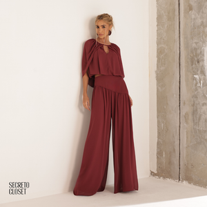 Conjunto Blusa e Calça Fluido Cammy Marsala