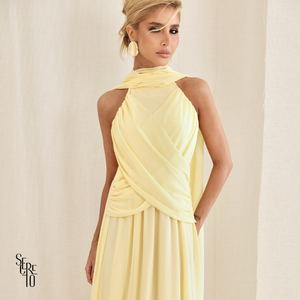 Vestido Longo Cruzado Capa Ottavia Camomila