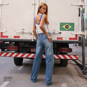 Body Canelado Bicolor Leonor Branco