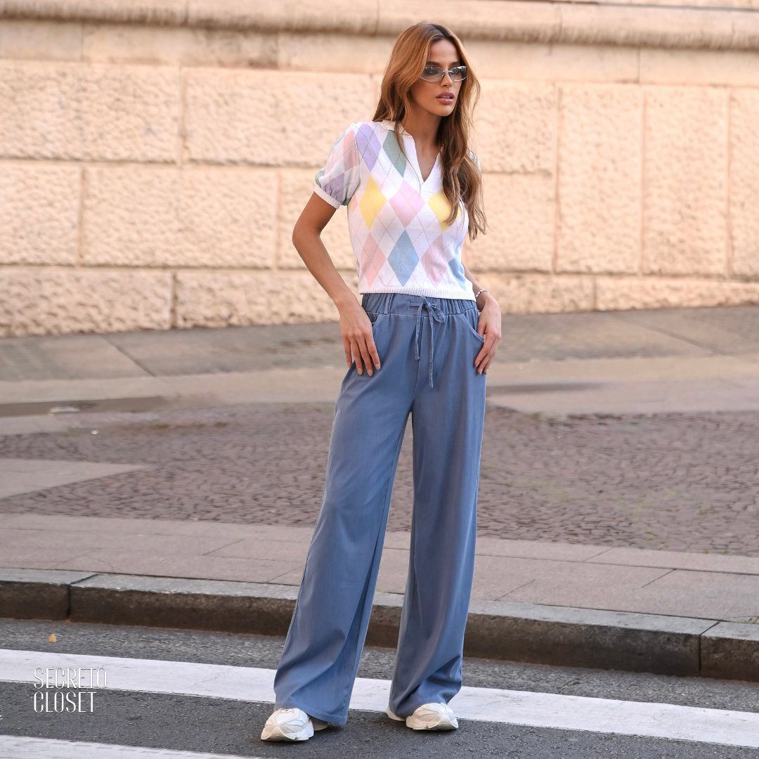 Blusa Polo Argyle Pietra Branco