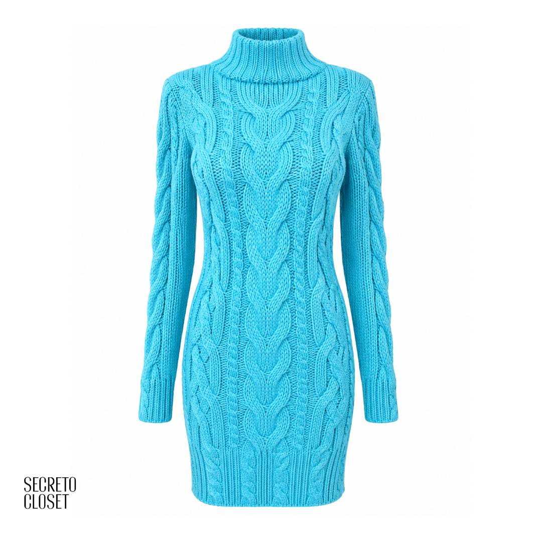 Vestido Curto Tricô Freya Azul Serenity