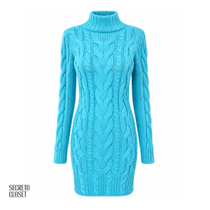 Vestido Curto Tricô Freya Azul Serenity