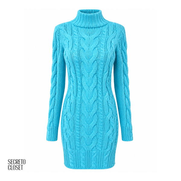 Vestido Curto Tricô Freya Azul Serenity