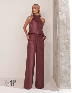 Conjunto Blusa e Calça Viés Dana Terracota