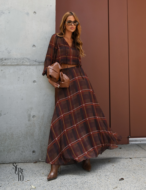 Saia Longa Evasê Carla Marrom