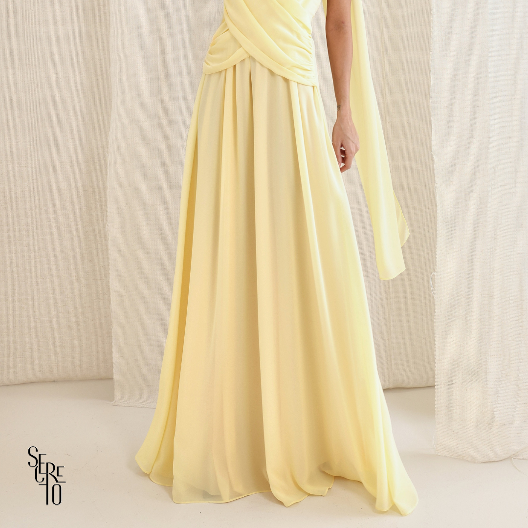 Vestido Longo Cruzado Capa Ottavia Camomila