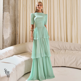 Vestido Longo Camadas Aisha Verde Menta