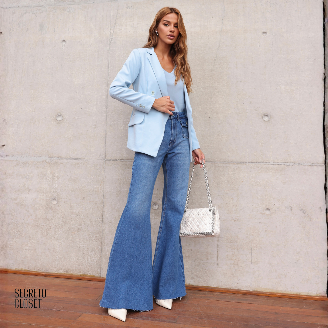 Blazer Alfaiataria Clássica Ana Azul Claro