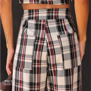 Calça Alfaiataria Xadrez Maya Marrom
