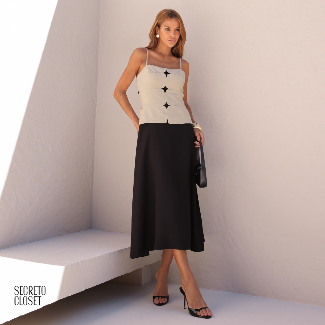 Vestido Midi Bicolor Vanessa Verde