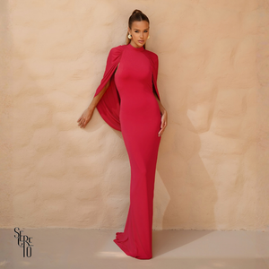 Vestido Longo Capa Estella Vermelho