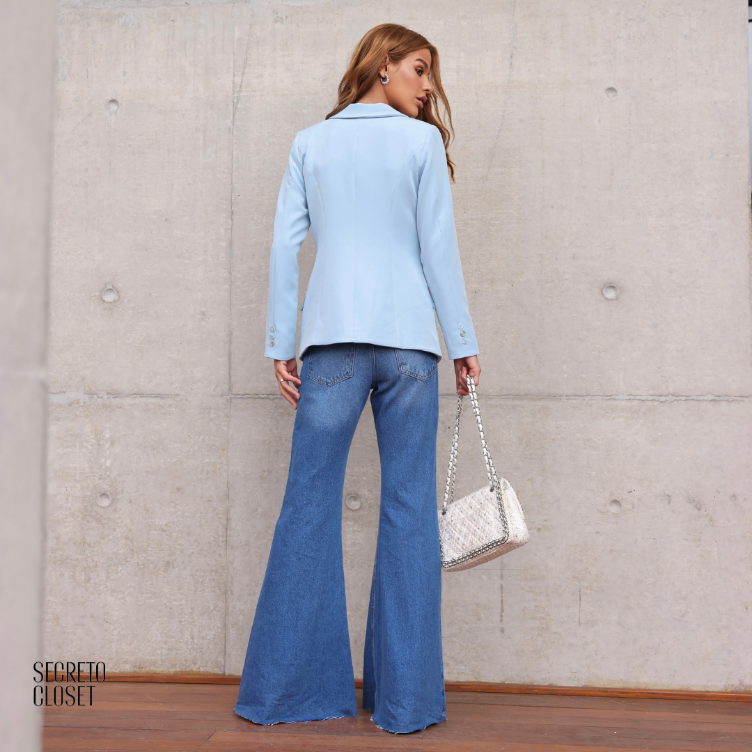 Blazer Alfaiataria Clássica Ana Azul Claro