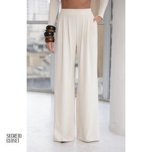 Conjunto Blusa e Calça Malha Joey Off White