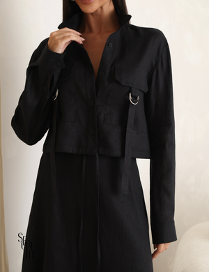 Conjunto Camisa e Saia Linho Giovanna Preto