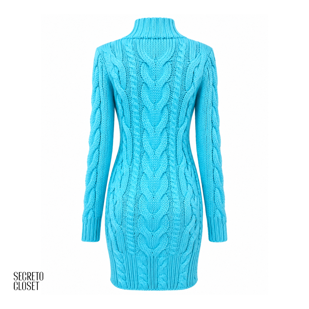Vestido Curto Tricô Freya Azul Serenity