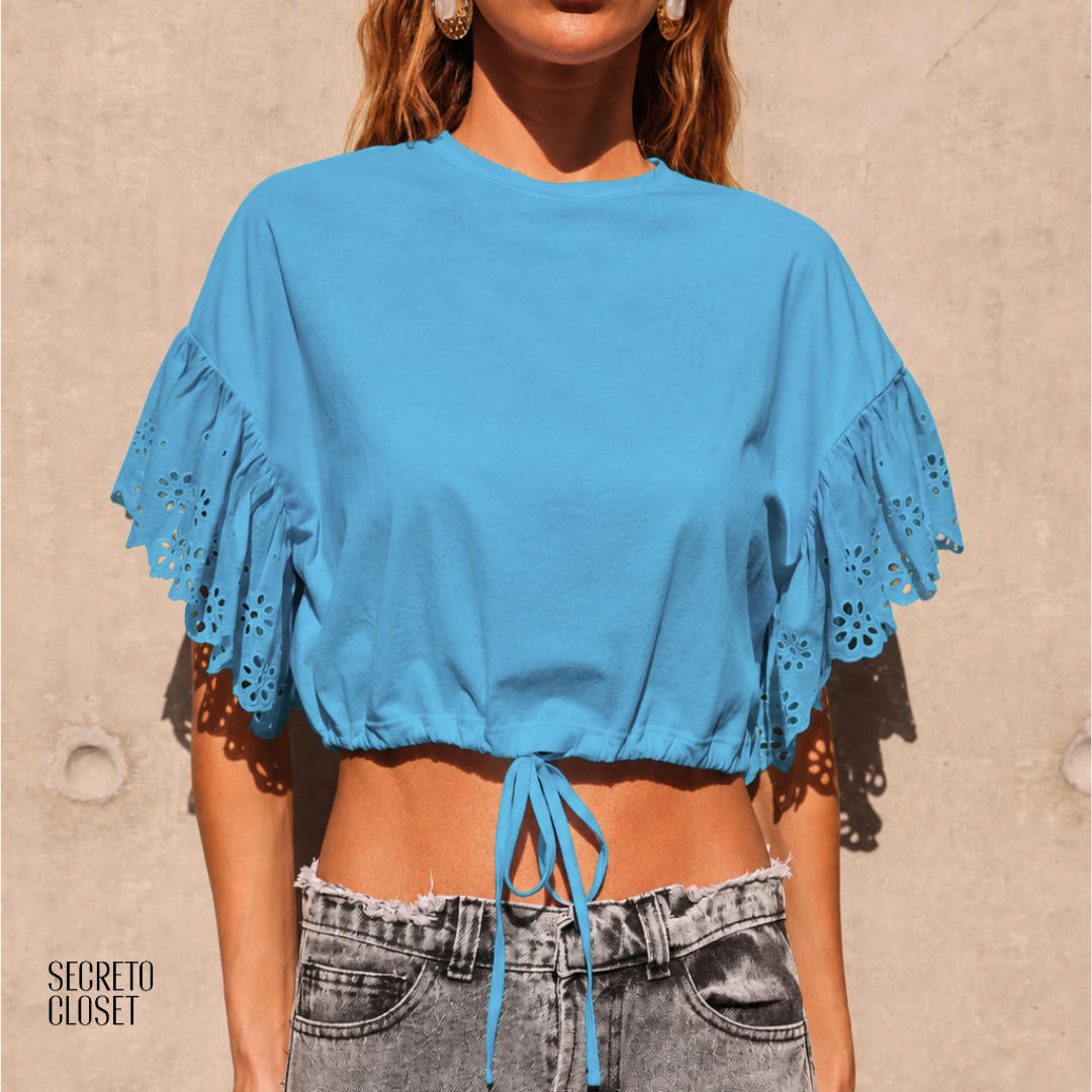 Blusa Manga Laise Marlene Azul