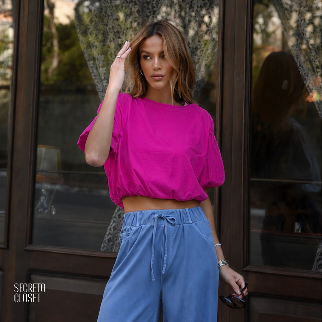 Blusa Ballon Carlota Fucsia