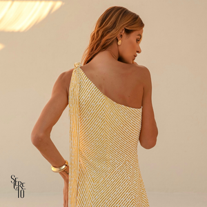 Vestido Longo Listrado Celine Camomila (com xuxinha)
