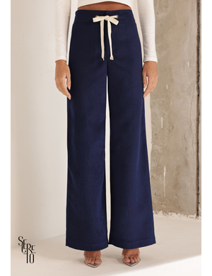 Conjunto Casaco e Calça Aveludado Helen Azul Marinho