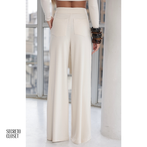 Conjunto Blusa e Calça Malha Joey Off White