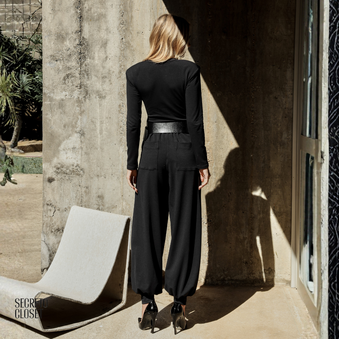 Conjunto Blusa e Calça Moletinho Eleni Preto
