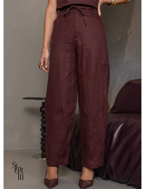 Calça Cargo Linho Katarina Marrom