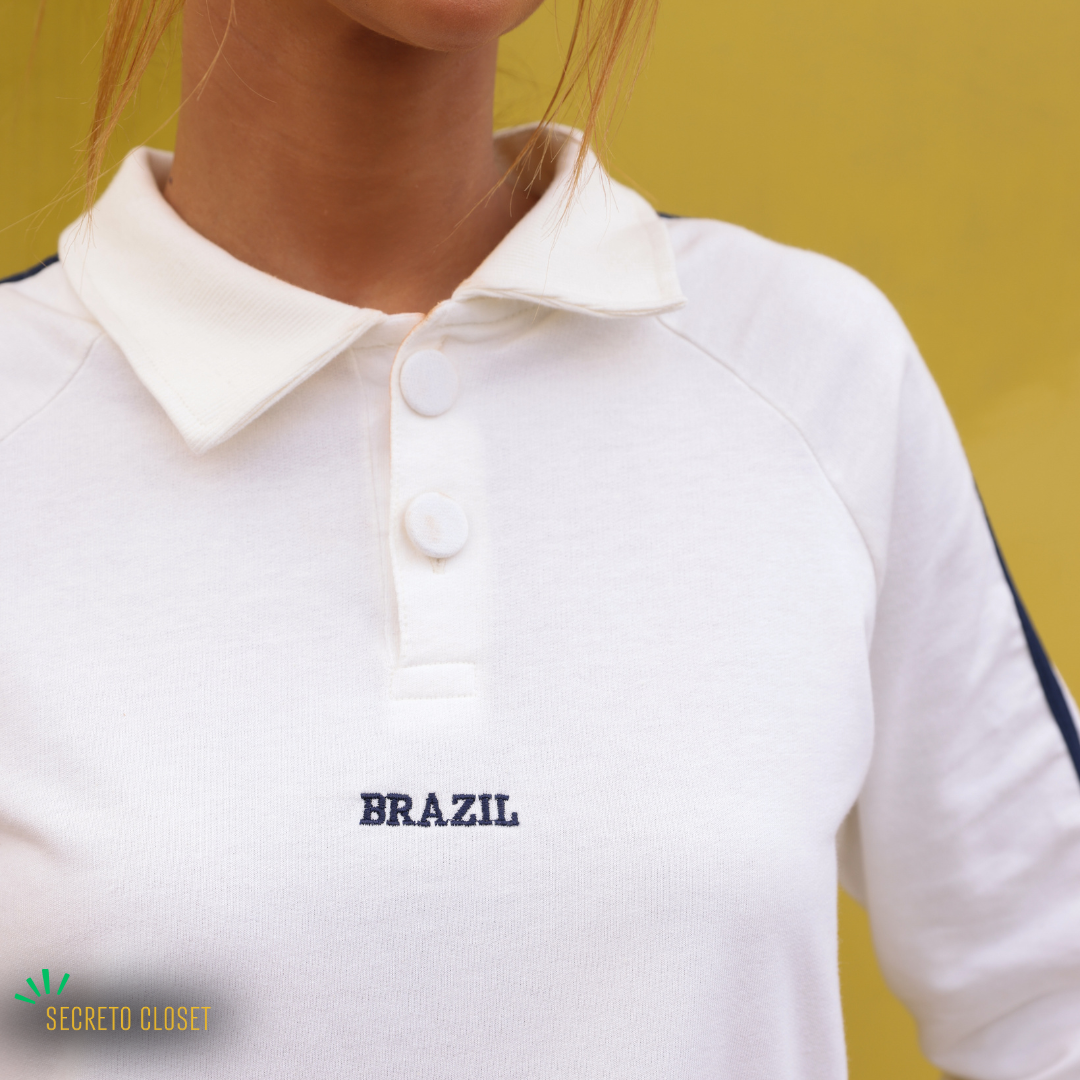Conjunto Blusa e Short Moletinho Francisca Off White